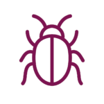 Icona viola di insetto stilizzato, simbolo di disinfestazione